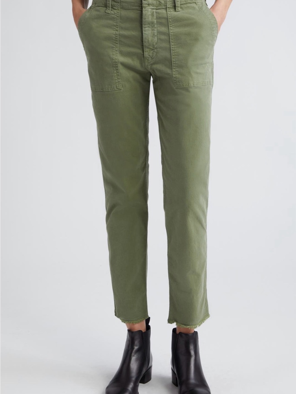 Nili Lotan Olive Cropped Slim Jeans